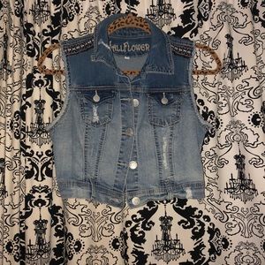 denim vest, crop